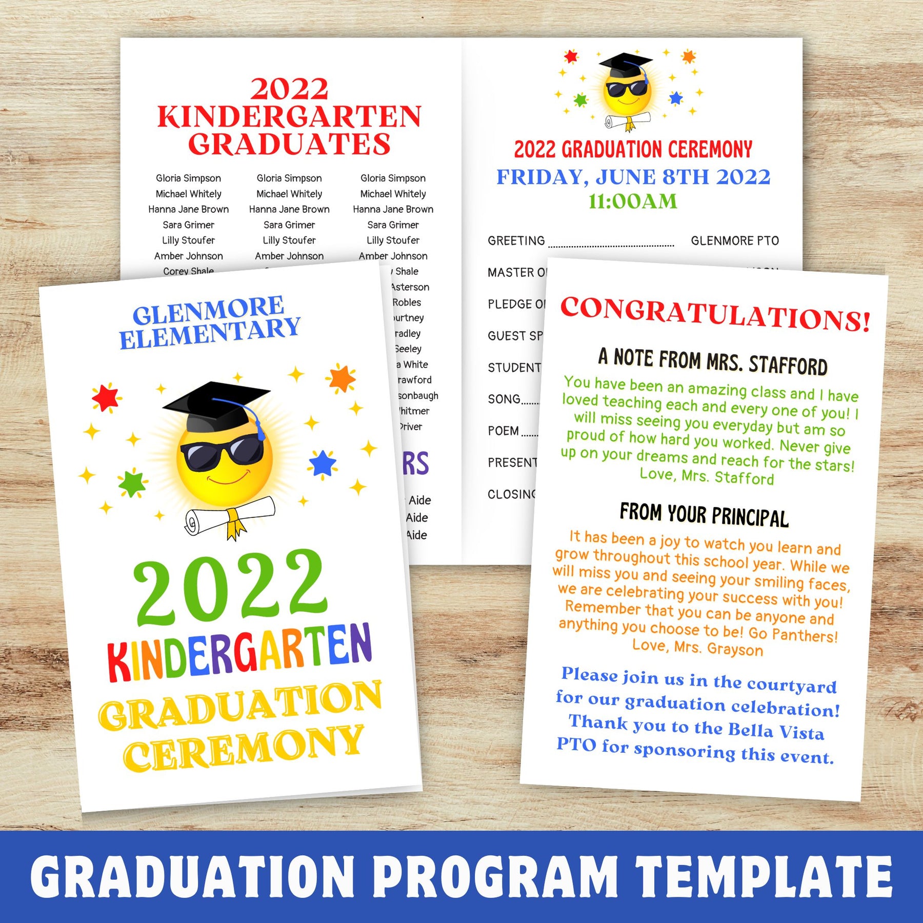 Future is Bright Graduation Ceremony Program Editable Template | Simple ...