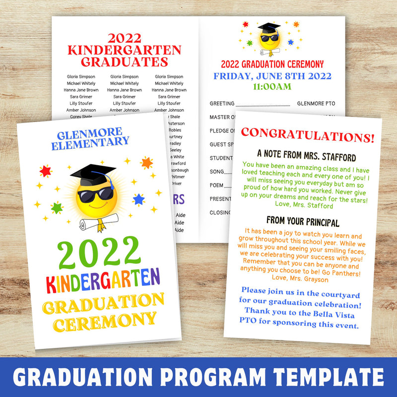 cute future is bright sun shades graduation cap theme graduation ceremony program template