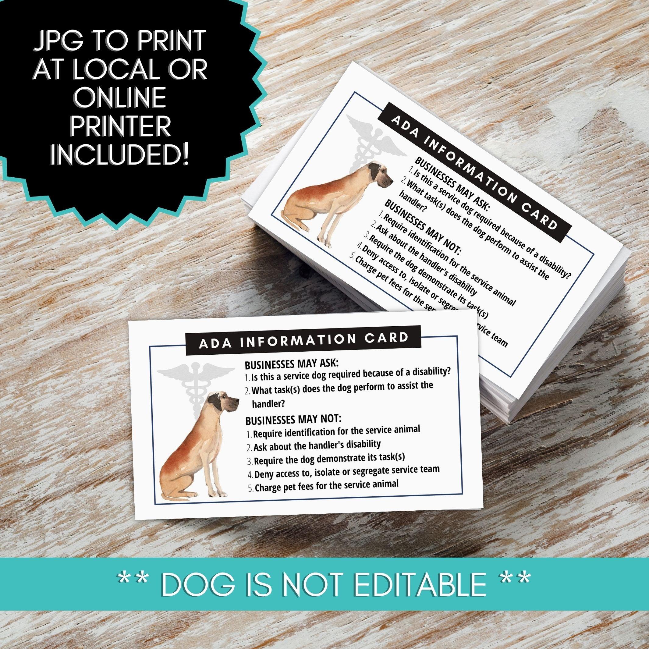 PTSD emotional support dog etiquette card