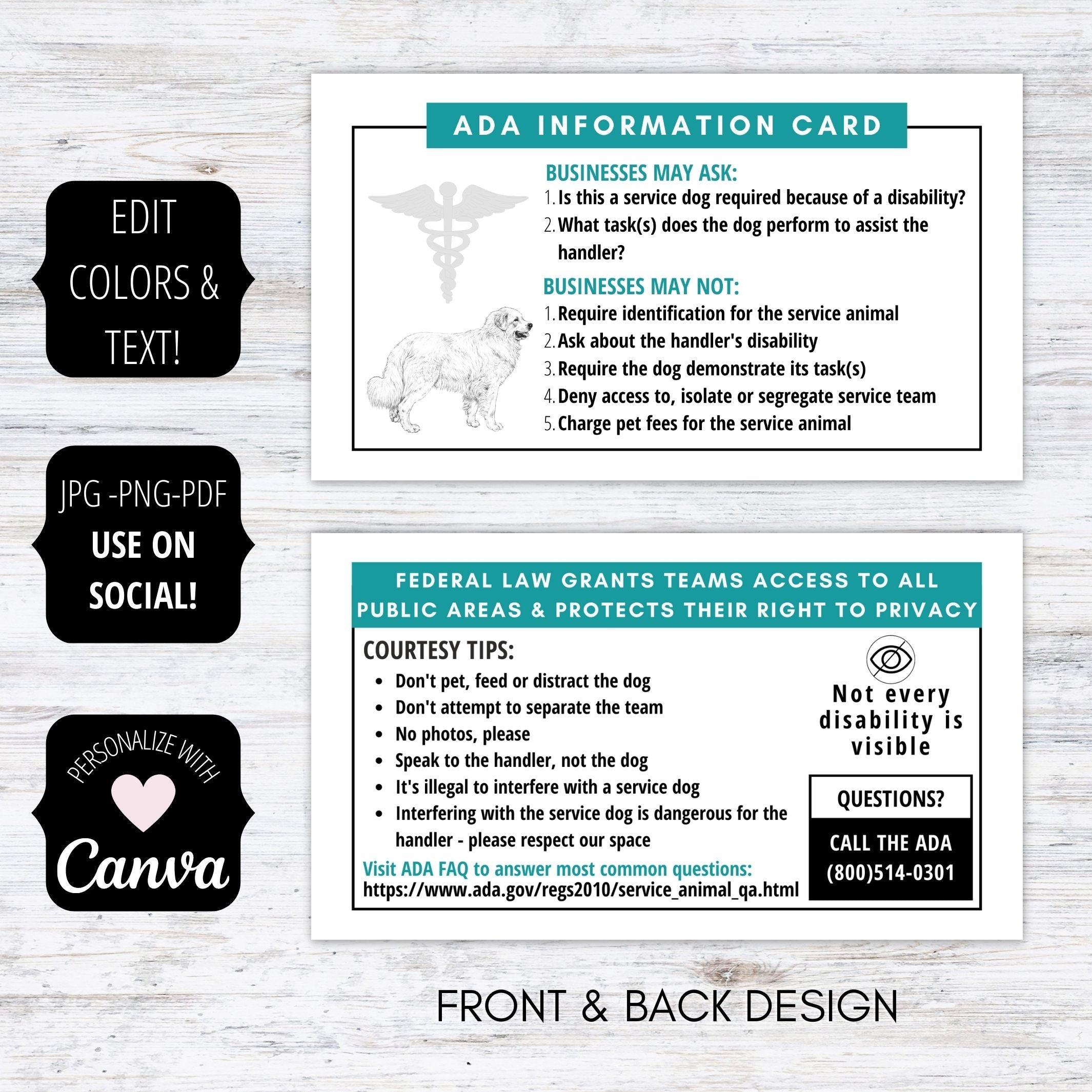 editable custom printable ADA law cards