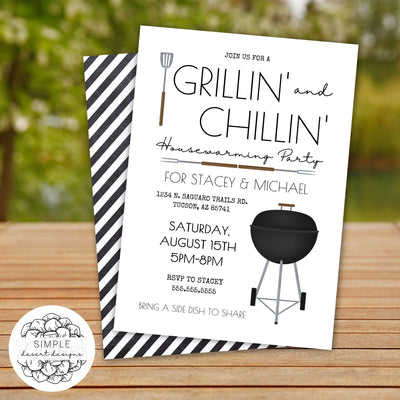 simple grill and chill invitation for barbeque party