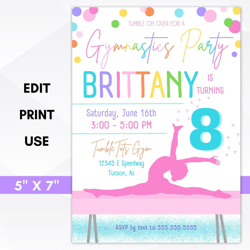 gymnastics birthday invites