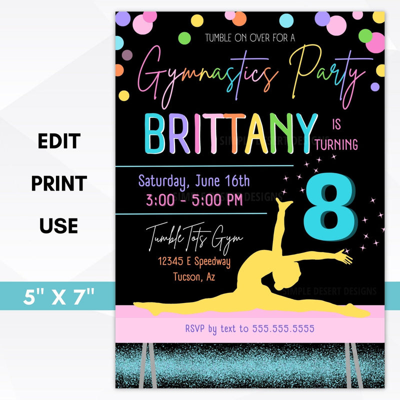 gymnastics birthday invites