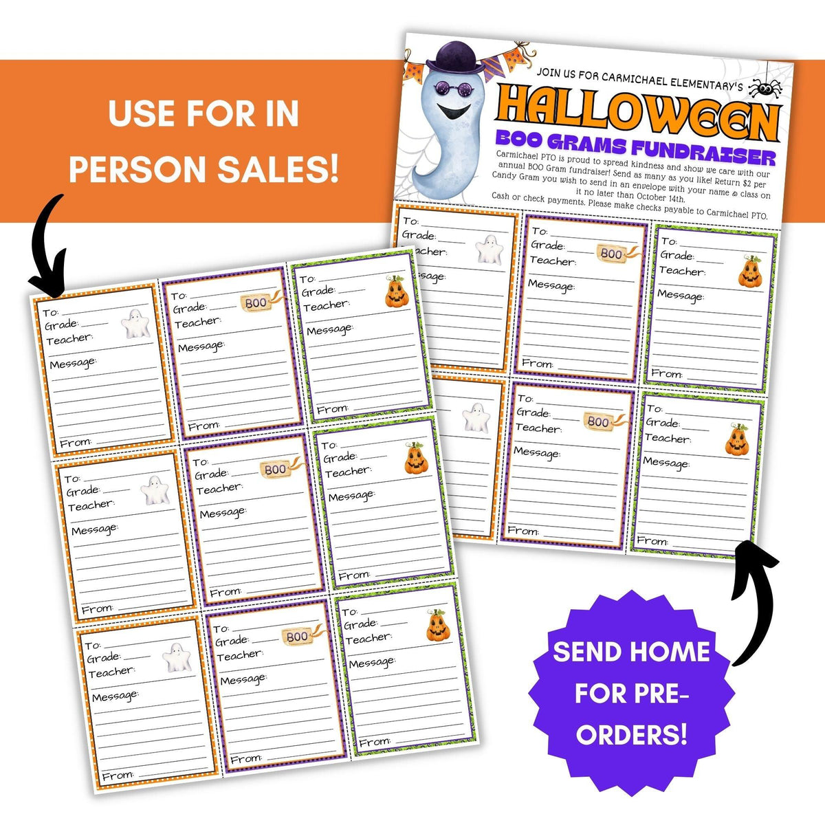 Halloween Candy Grams Fundraiser Flyer Set - Simple Desert Designs