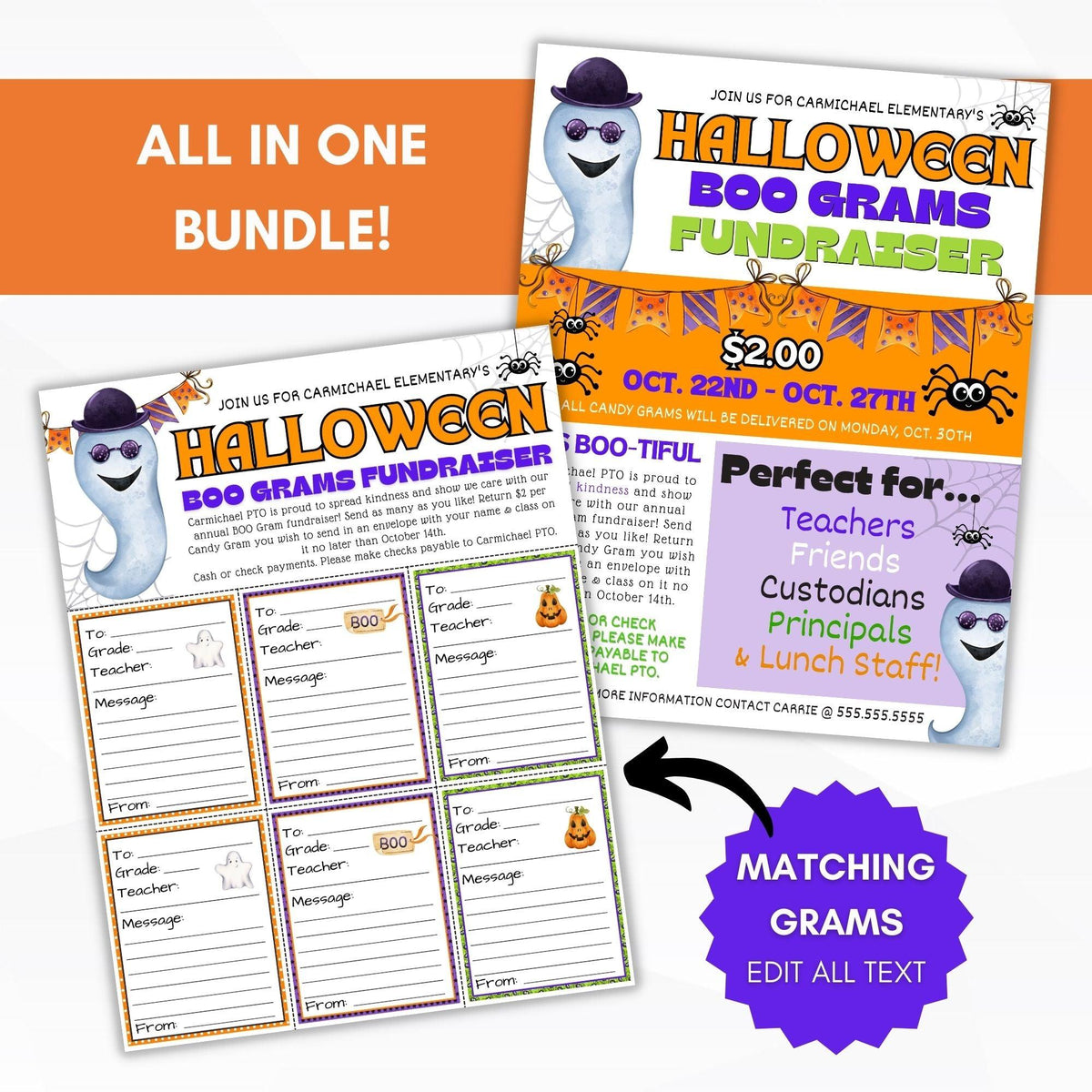 Halloween Candy Grams Fundraiser Flyer Set - Simple Desert Designs