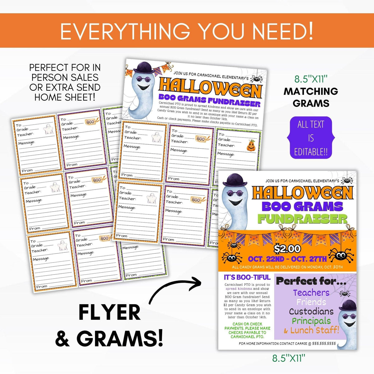 Halloween Candy Grams Fundraiser Flyer Set - Simple Desert Designs