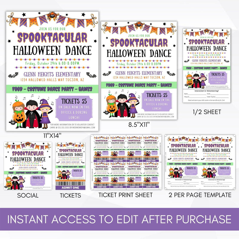 editable school dance flyer for Halloween