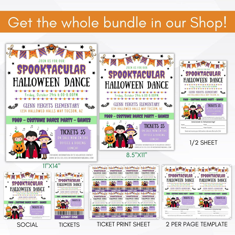editable Halloween dance party printable flyer
