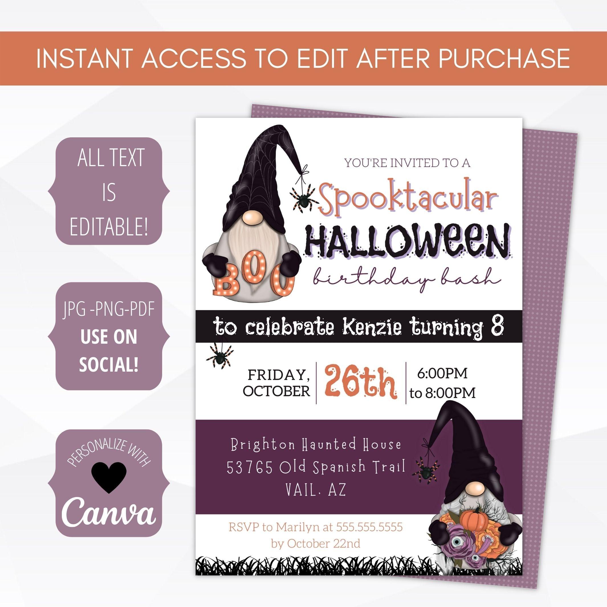 Halloween birthday party invitation