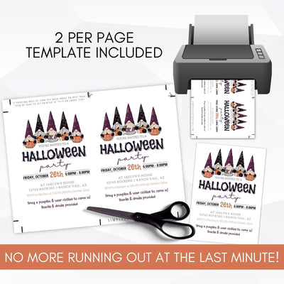 printable halloween garden gnome spooky invitation