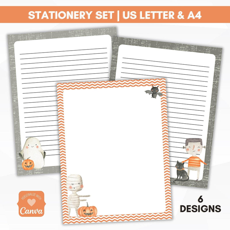 halloween stationery journal paper lined and unlined