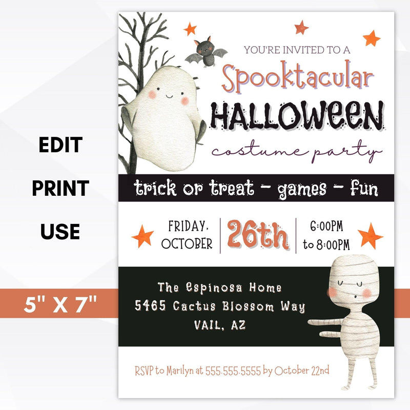 editable halloween party invitation printable template
