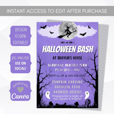 cute kids halloween printable invitation template