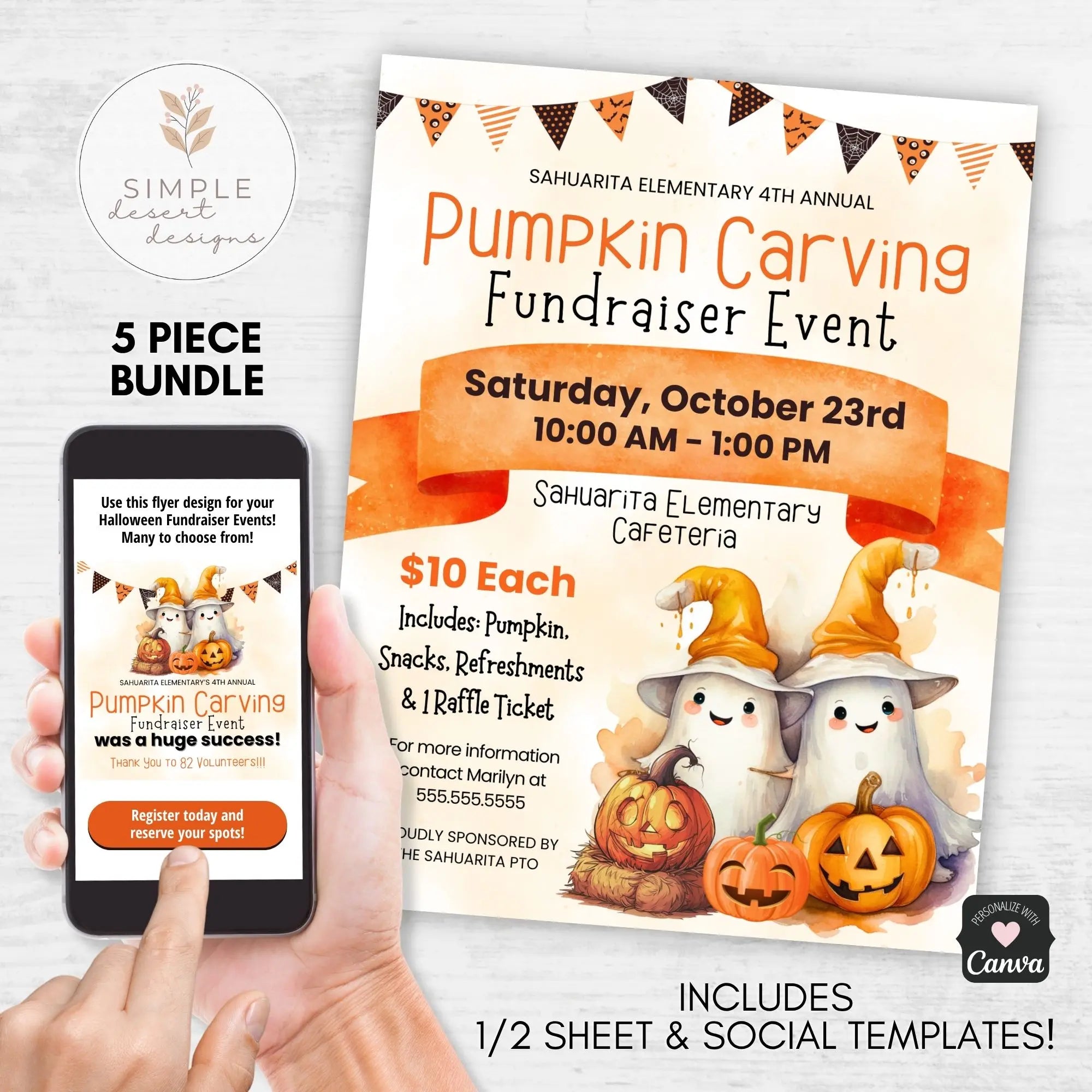 Halloween Pumpkin Carving Fundraiser Event Flyers