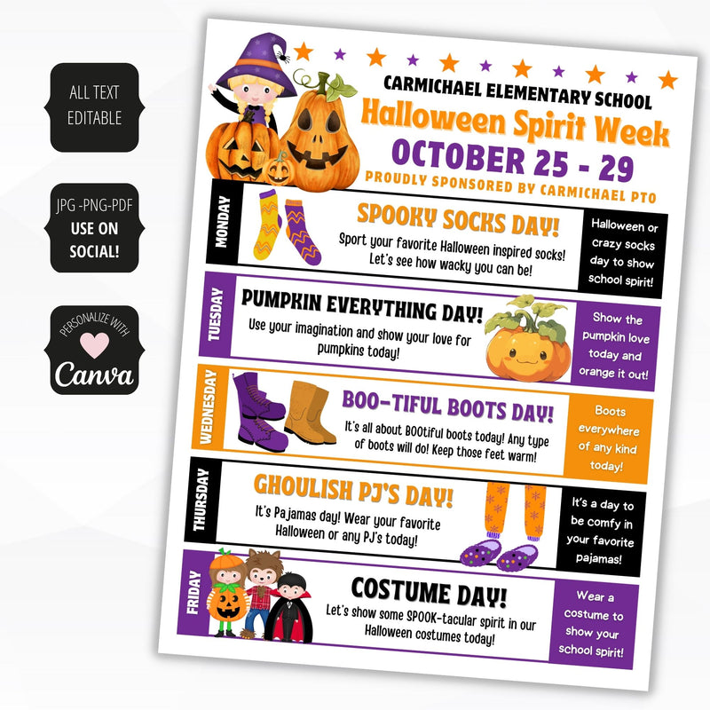 halloween spirit week flyer template