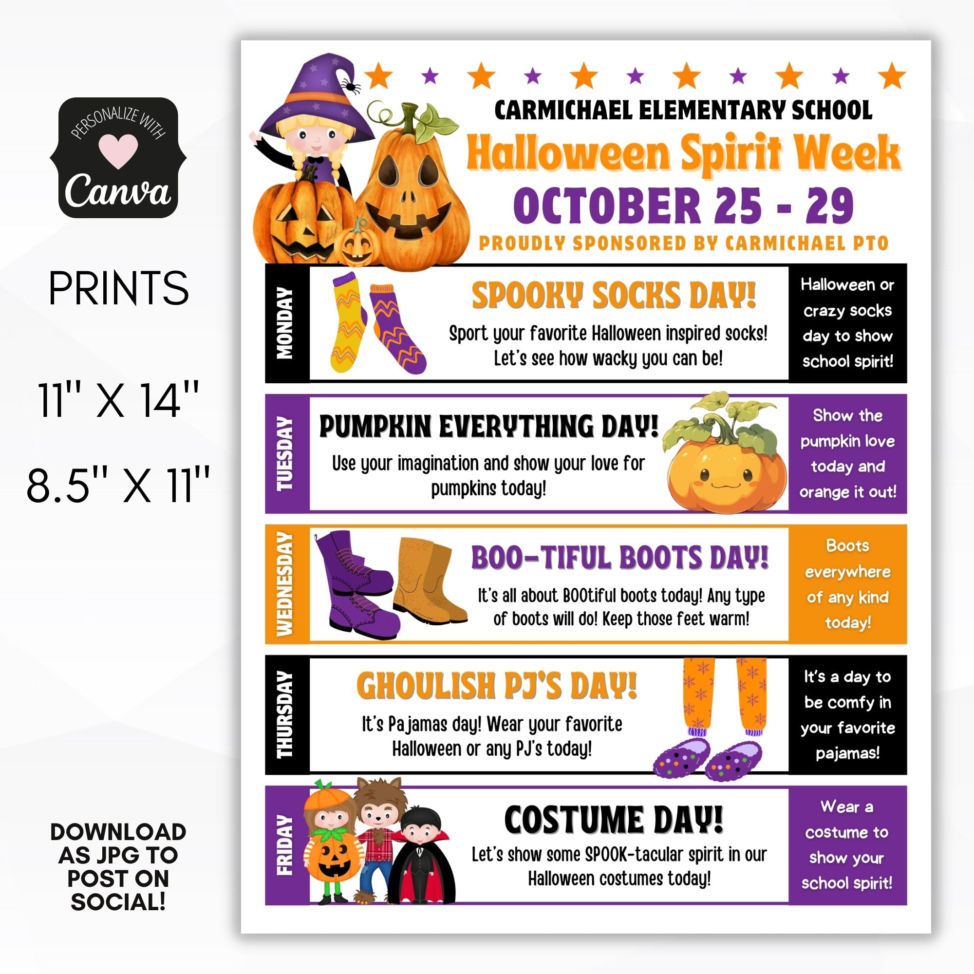 Halloween School Spirit Week Itinerary – Simple Desert Designs