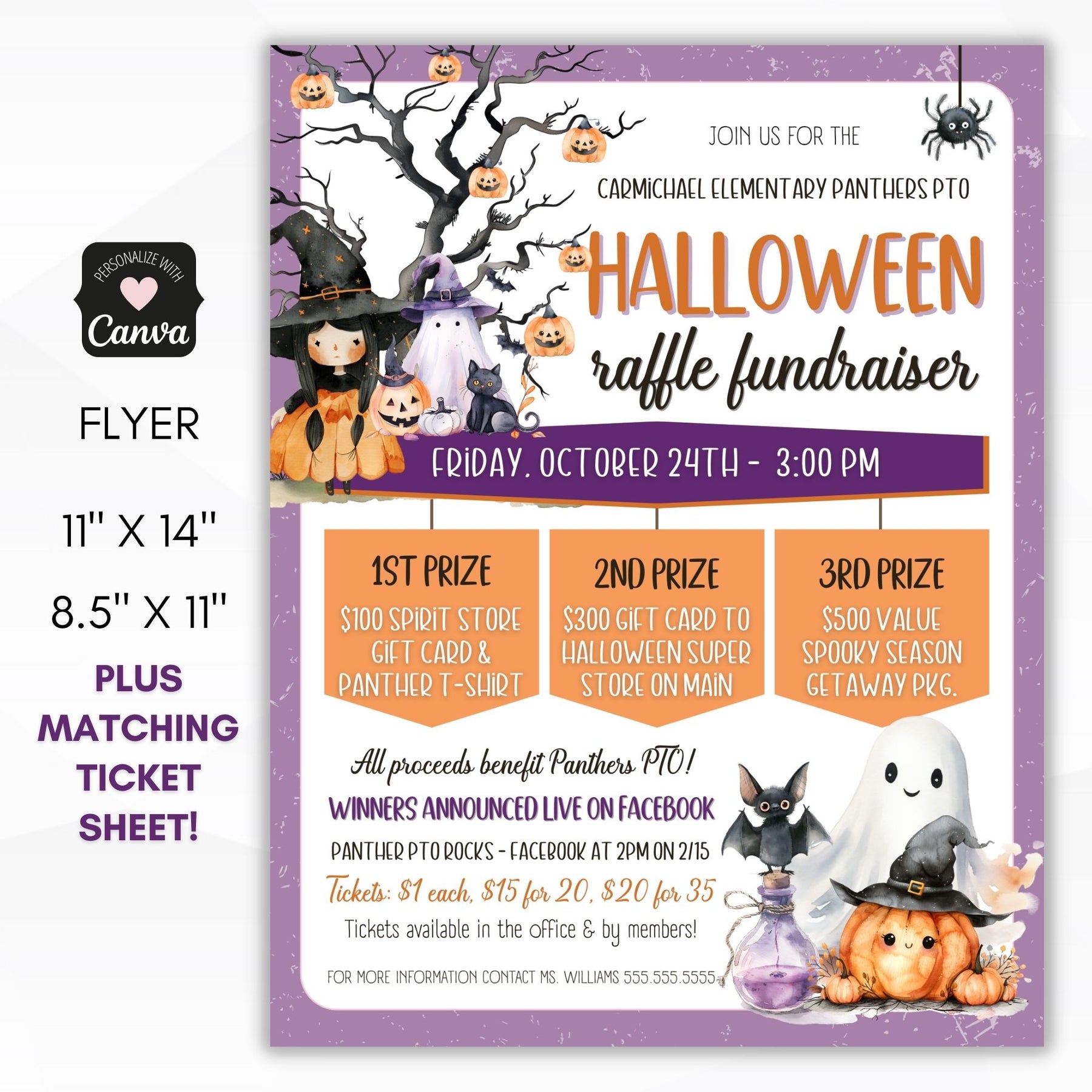 Halloweeen Raffle Sign Halloween Raffle Fundraiser Flyer Tickets – Simple Desert Designs