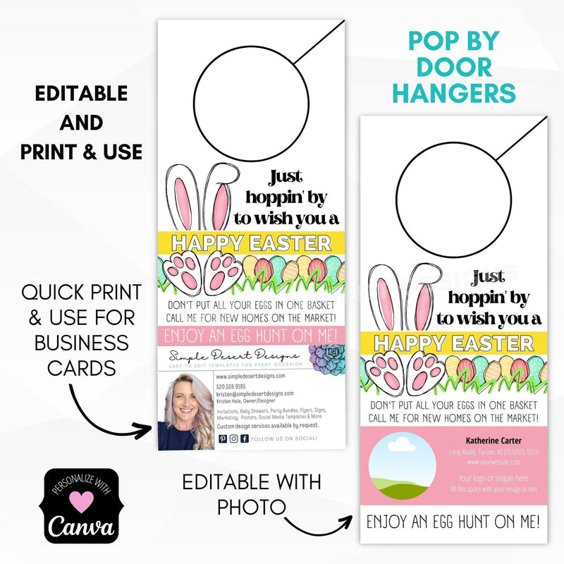 Happy Easter pop by door hanger tags