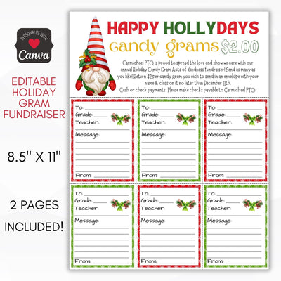 holiday candy gram sheet