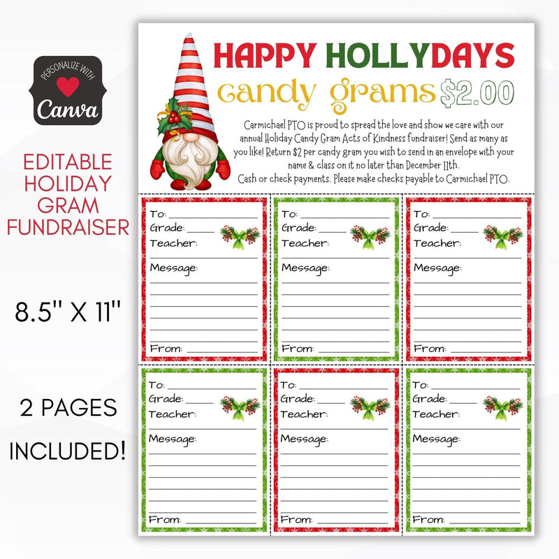 holiday candy gram sheet