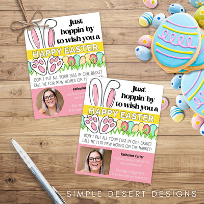 easter pop by tags for real estate agents with built in business cards