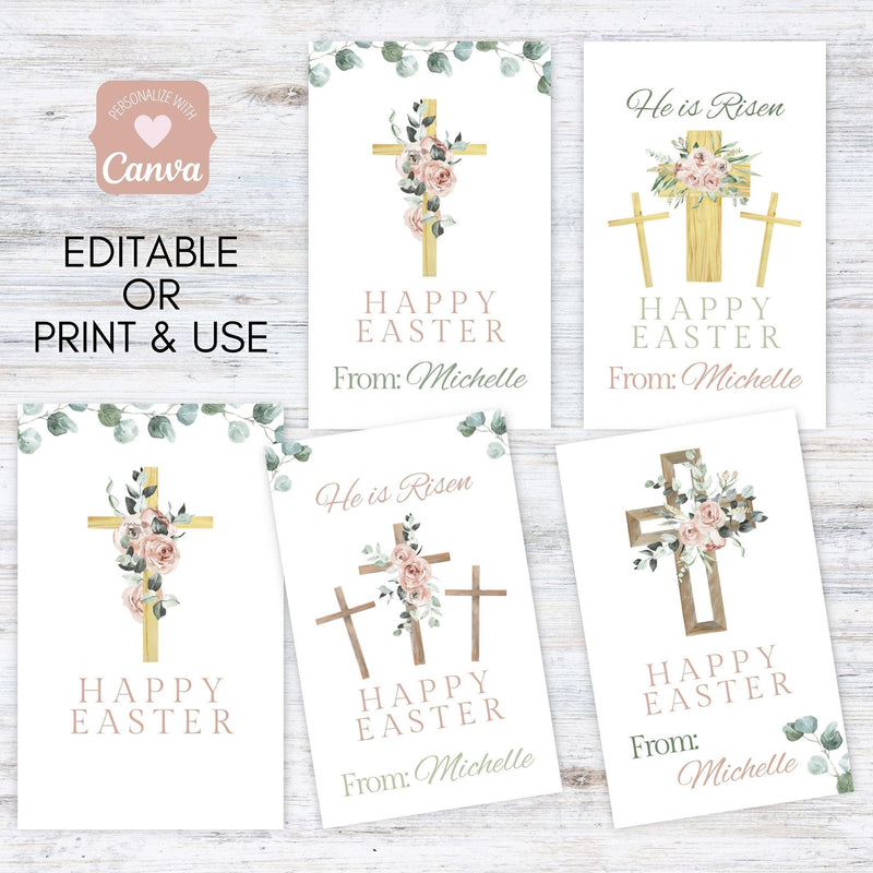 religious easter cross themed gift tag template