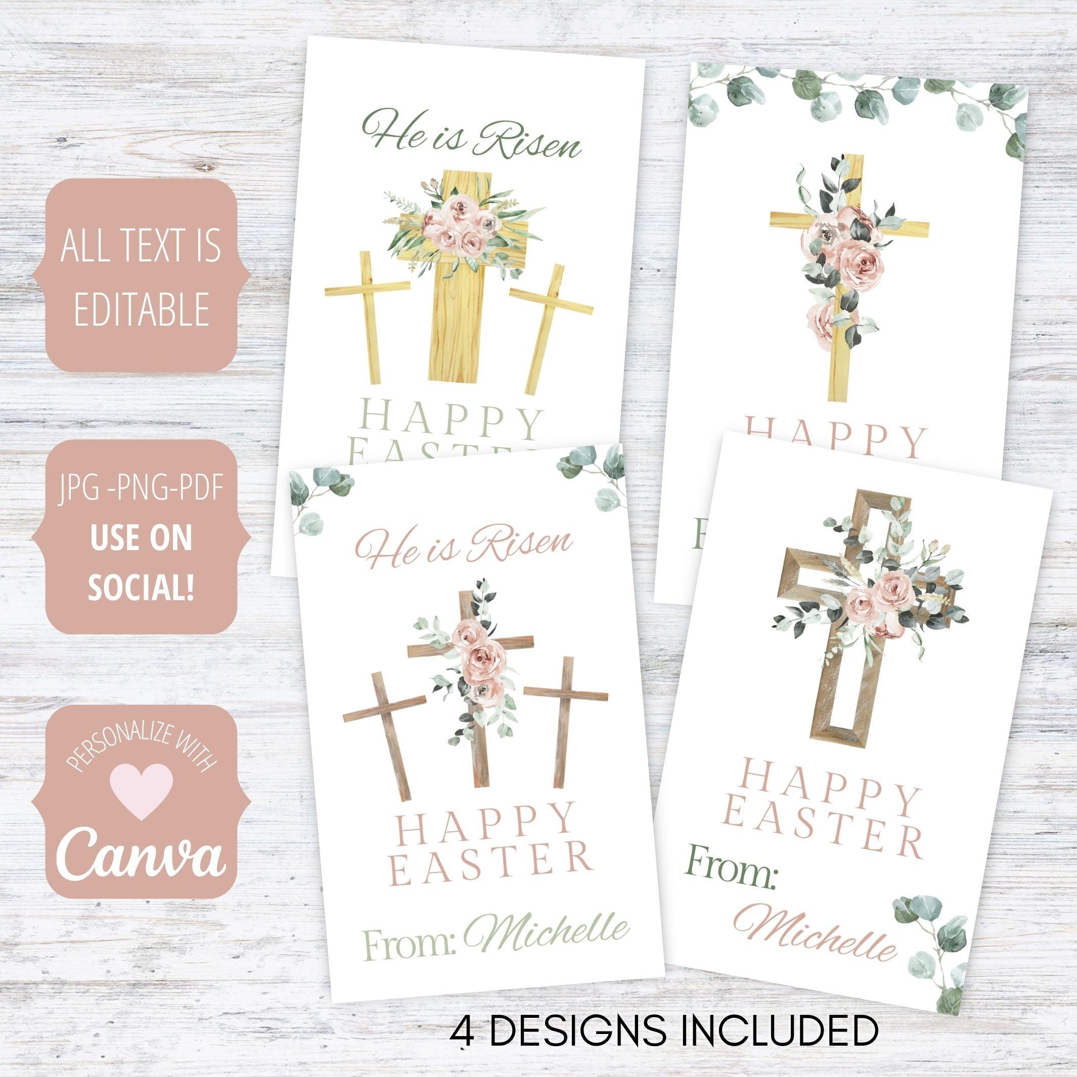 editable easter cross religious favor tag