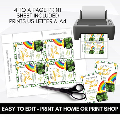 printable st patricks day heart of gold tags for teachers friends or work