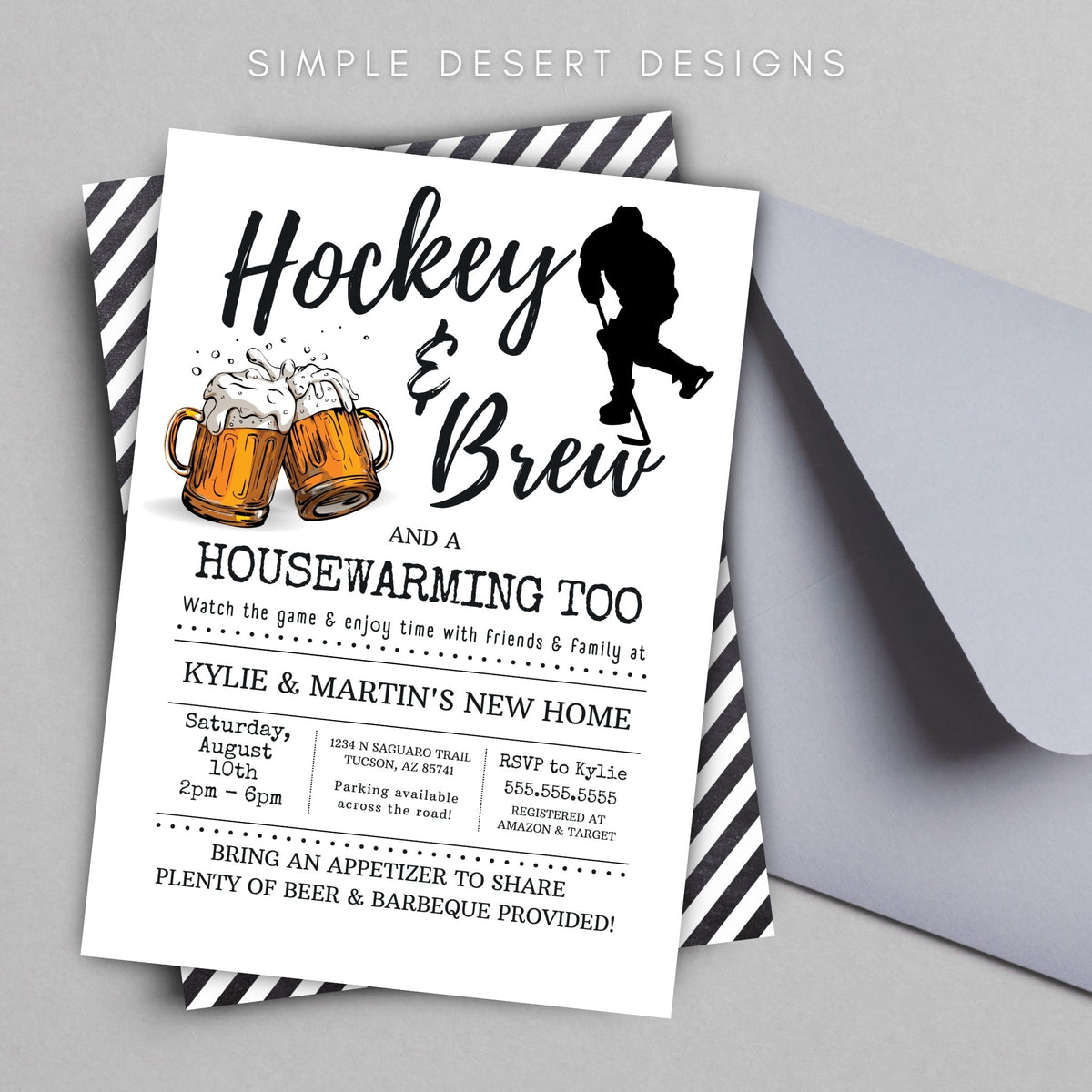 Hockey and Beer Housewarming Invite | Simple Desert Designs, image size:1200x1200