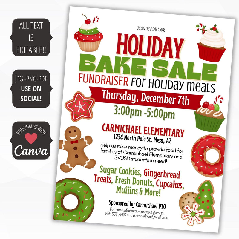 christmas bake sale flyer template