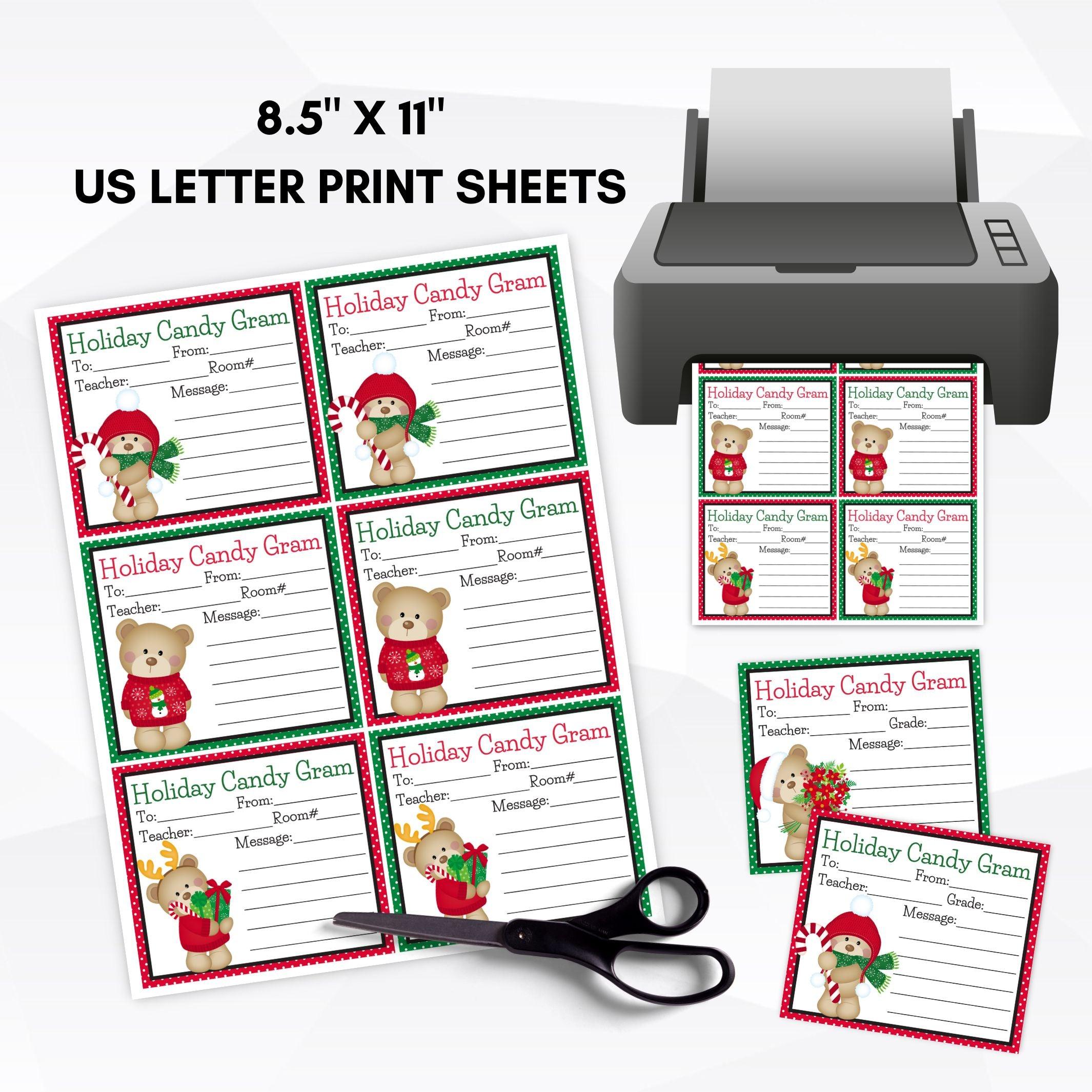 winter candy gram sheet