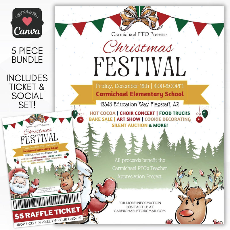 editable holiday festival christmas flyer poster