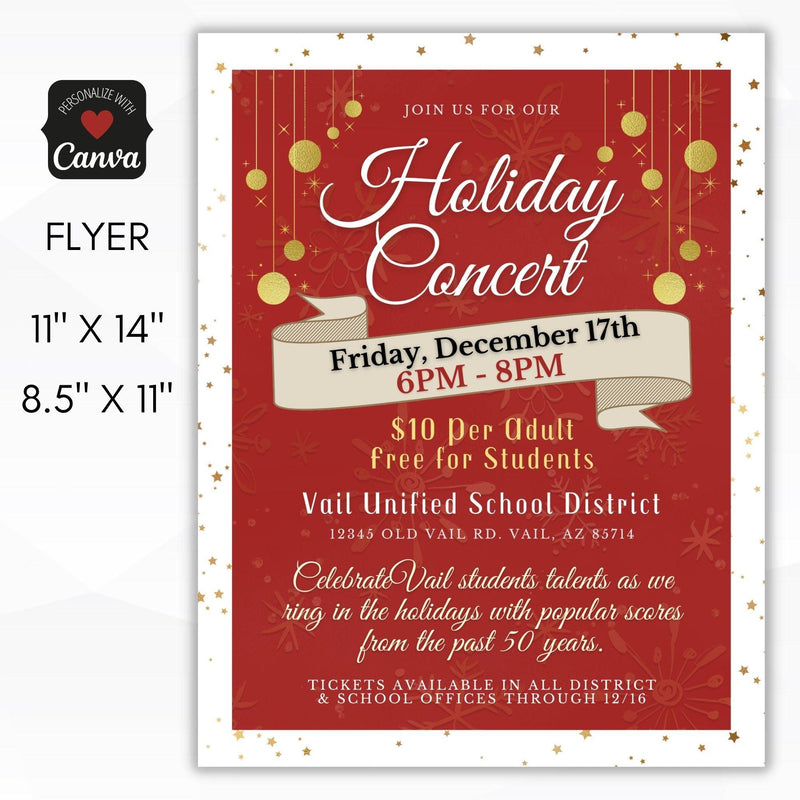 Christmas concert piano recital invitation flyer
