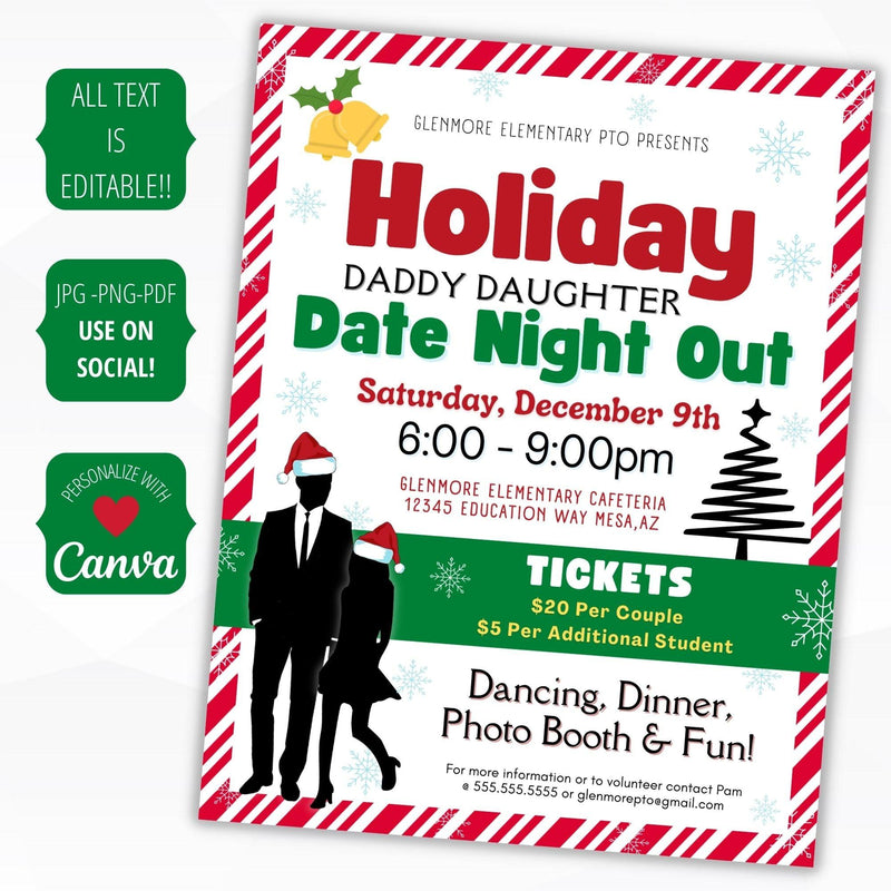 christmas daddy daughter dance flyer editable template