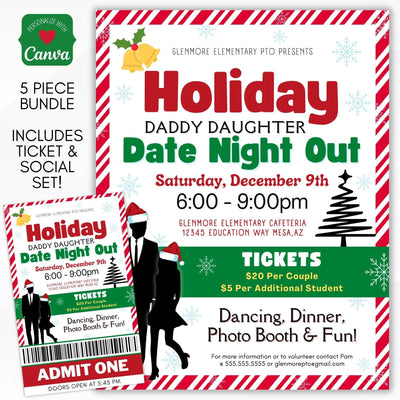 holiday daddy daughter dance fundraiser flyer