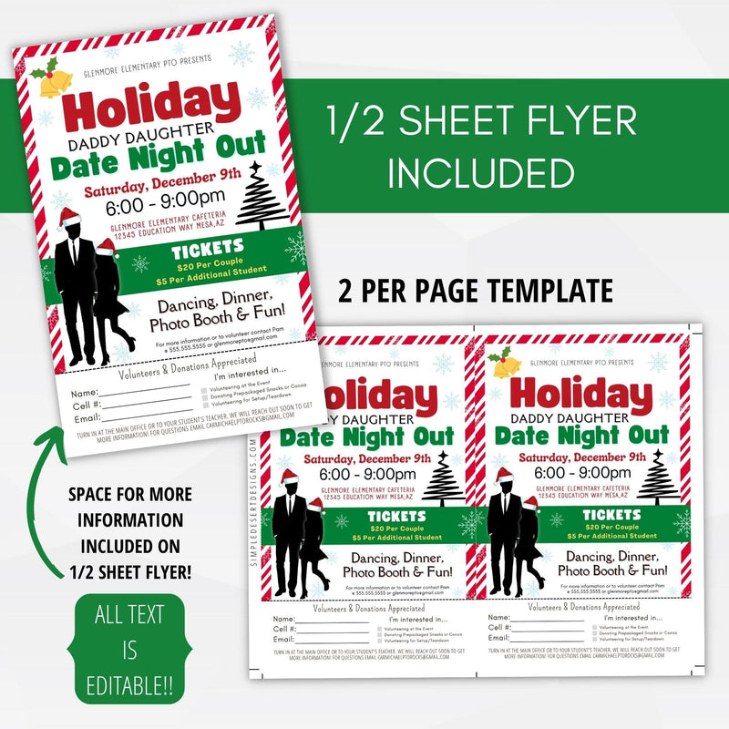 editable holiday father daughter dance flyer