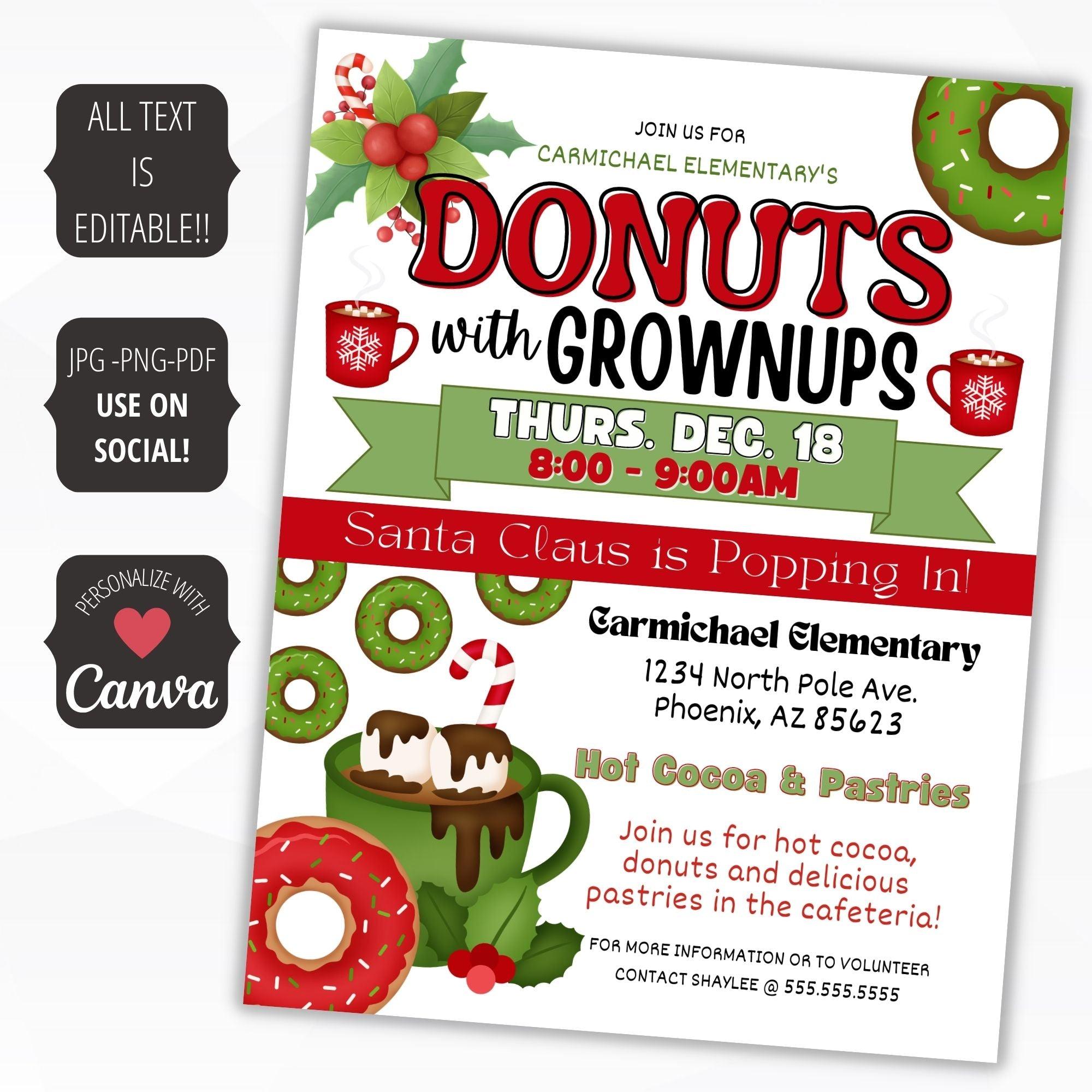 christmas donuts with grownups flyer