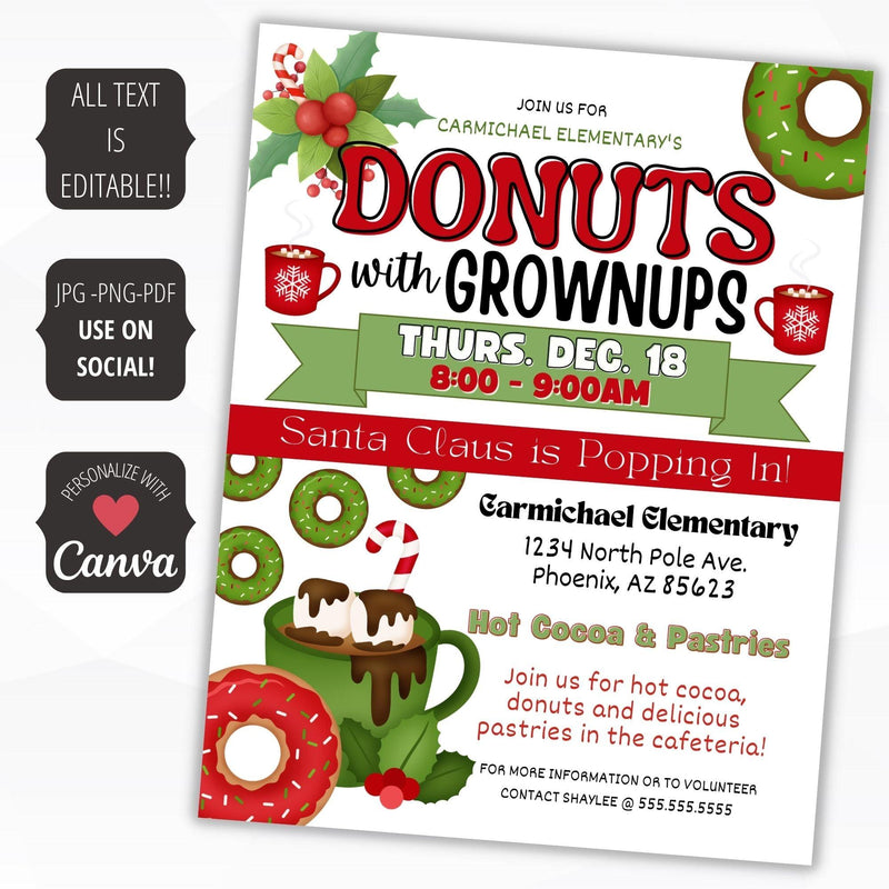 christmas donuts with grownups flyer