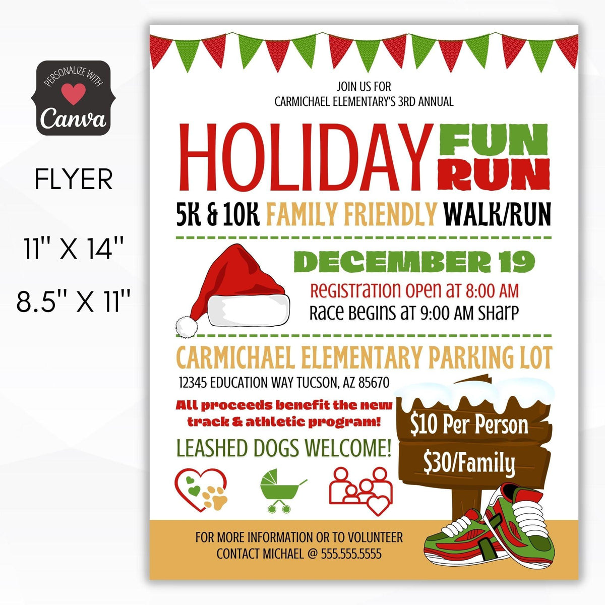 Holiday Fun Run Race Flyer Set Template - Simple Desert Designs