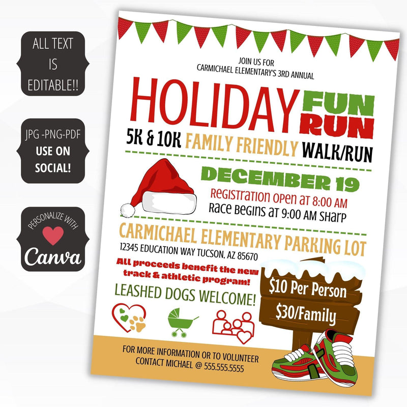 holiday community efl run walk santa dash flyer