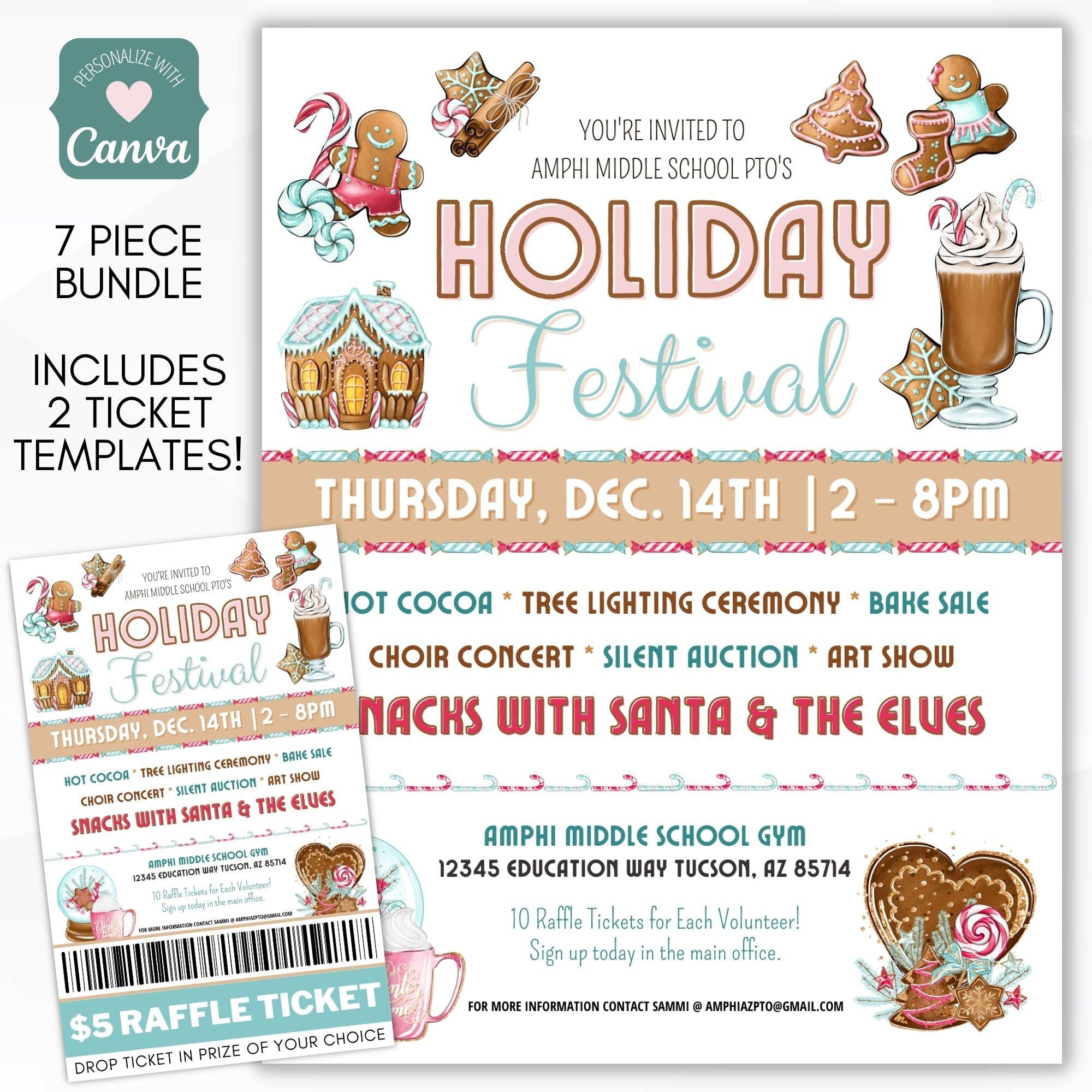 school PTO PTA holiday festival flyer template