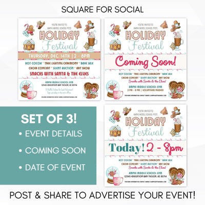 editable winter festival poster social media templates