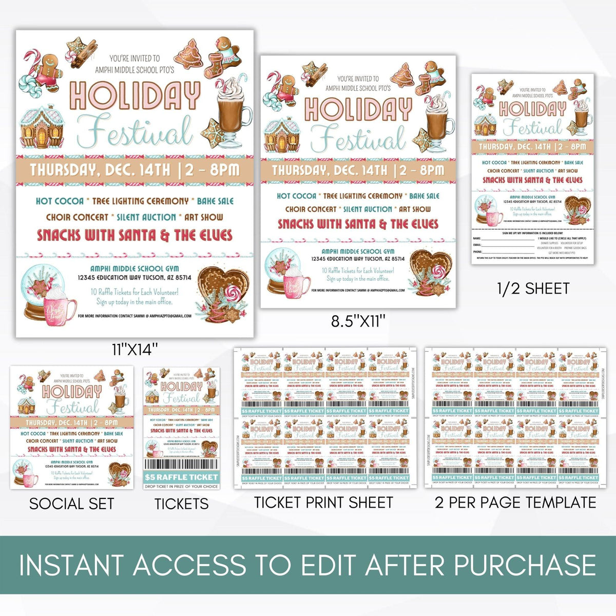 Christmas Event Flyer and Ticket Bundle - Simple Desert Designs