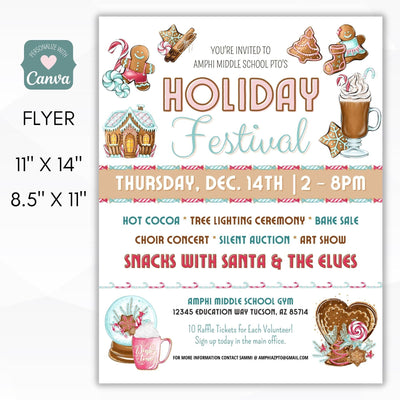 editable holiday festival Christmas flyer poster printable