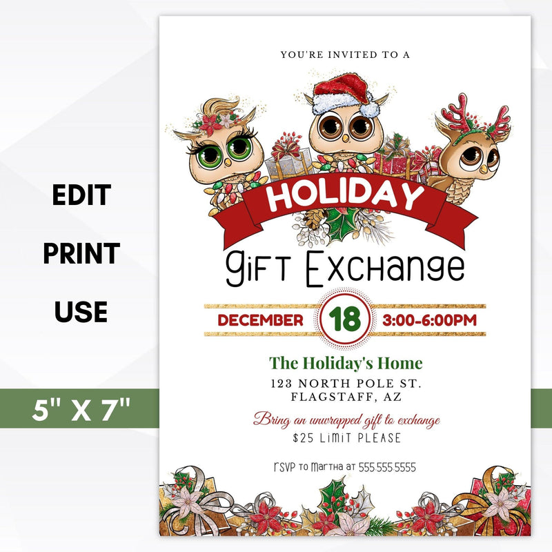 holiday gift exchange party invite