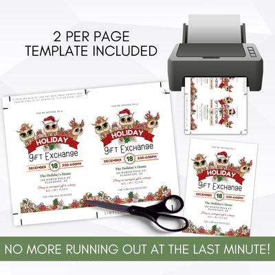 editable holiday gift exchange dinner party invite