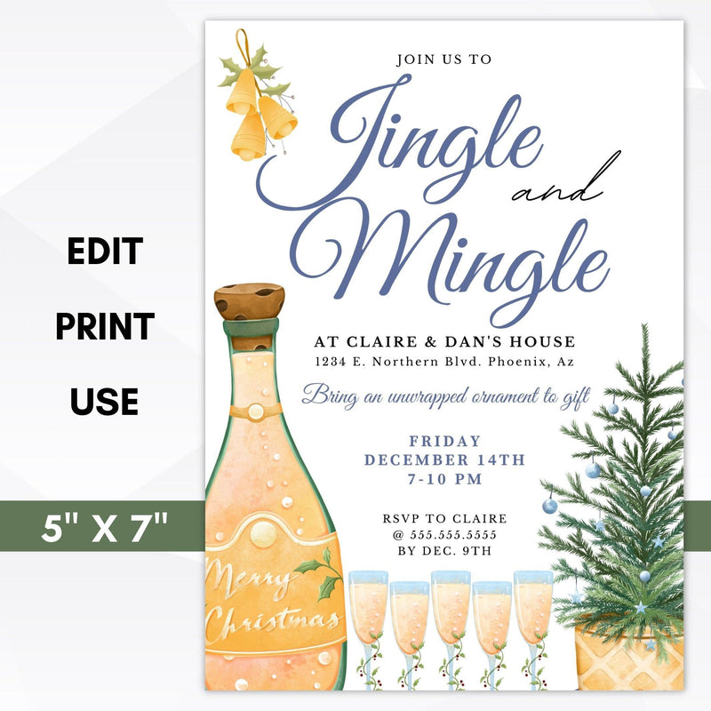 holiday jingle and mingle dinner party invitation