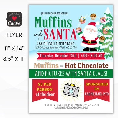 muffins with santa fundraiser flyer