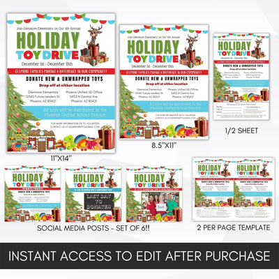 holiday toy drive flyer editable template