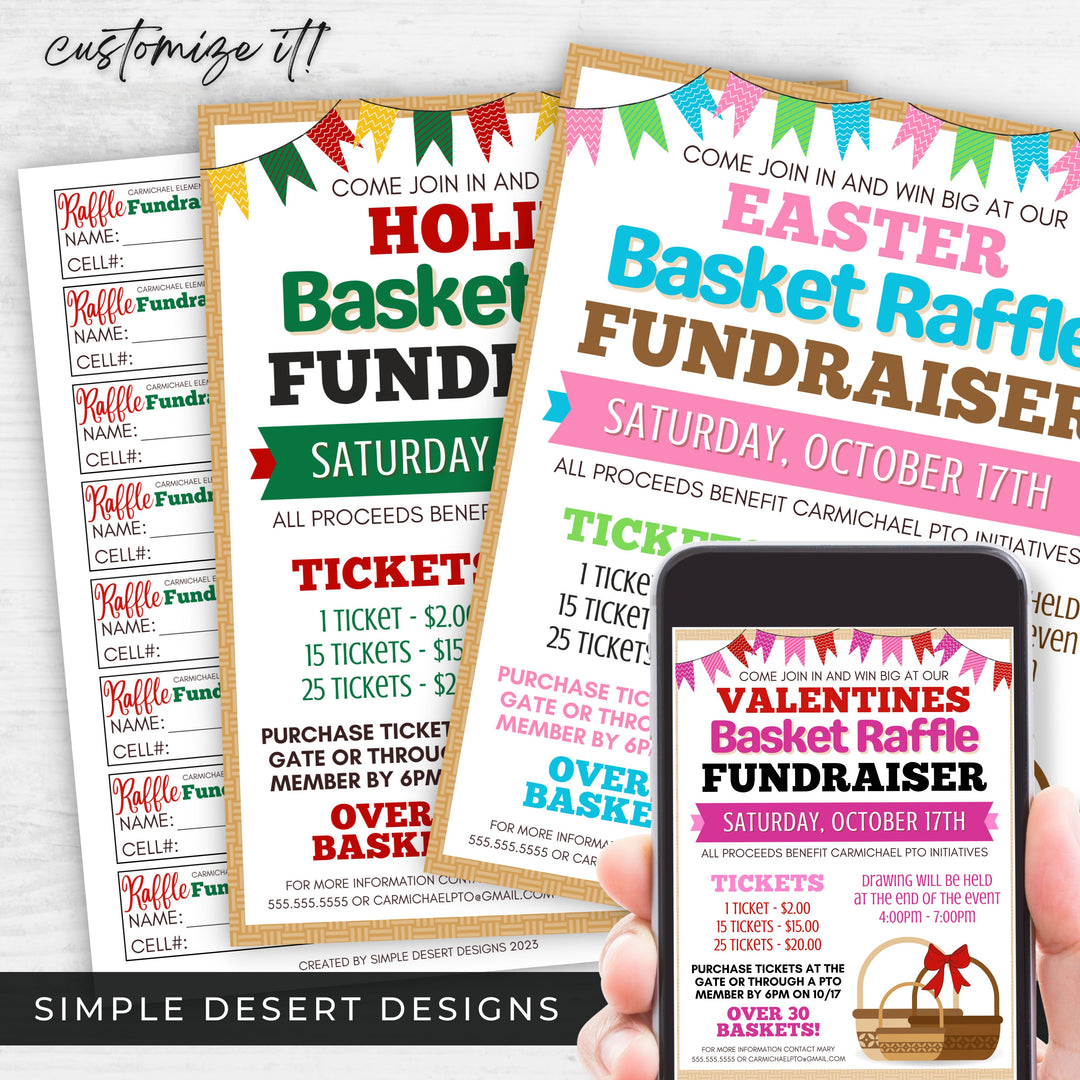 Pay Rent Raffle Holiday Basket Raffle Flyer | Simple Desert Designs